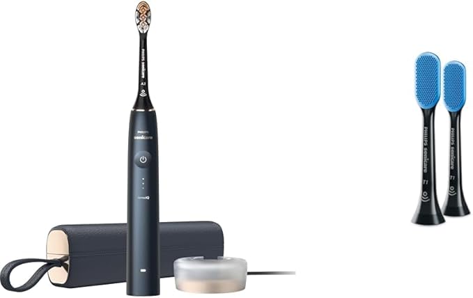 【セット買い】フィリップス 電動歯ブラシ ソニッケアー 9900プレステージ (携帯用トラベルケース付き) HX9992/22 ミッドナイトブルー + 替えブラシ ソニッケアー 舌磨きブラシヘッド (2本組) 
